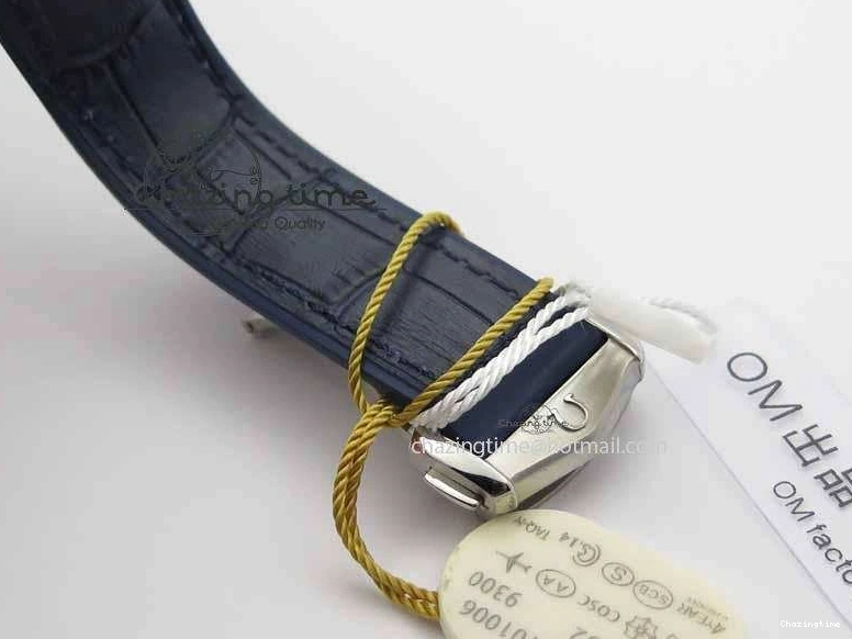 0129 EyeCatching Planet Ocean Master Chronometer SS OM 1:1 Best Edition Blue Dial On Leather Strap A 8176